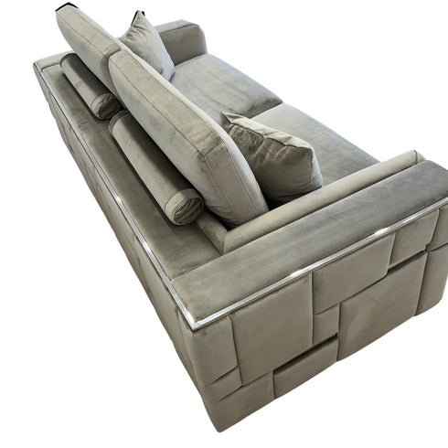 Denver Mink & Silver 3 Seater Sofa